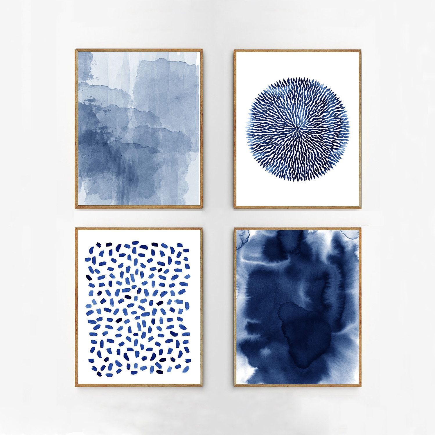 Best ideas about Blue Wall Art
. Save or Pin Abstract Watercolor Set Indigo Blue Wall art Navy Now.