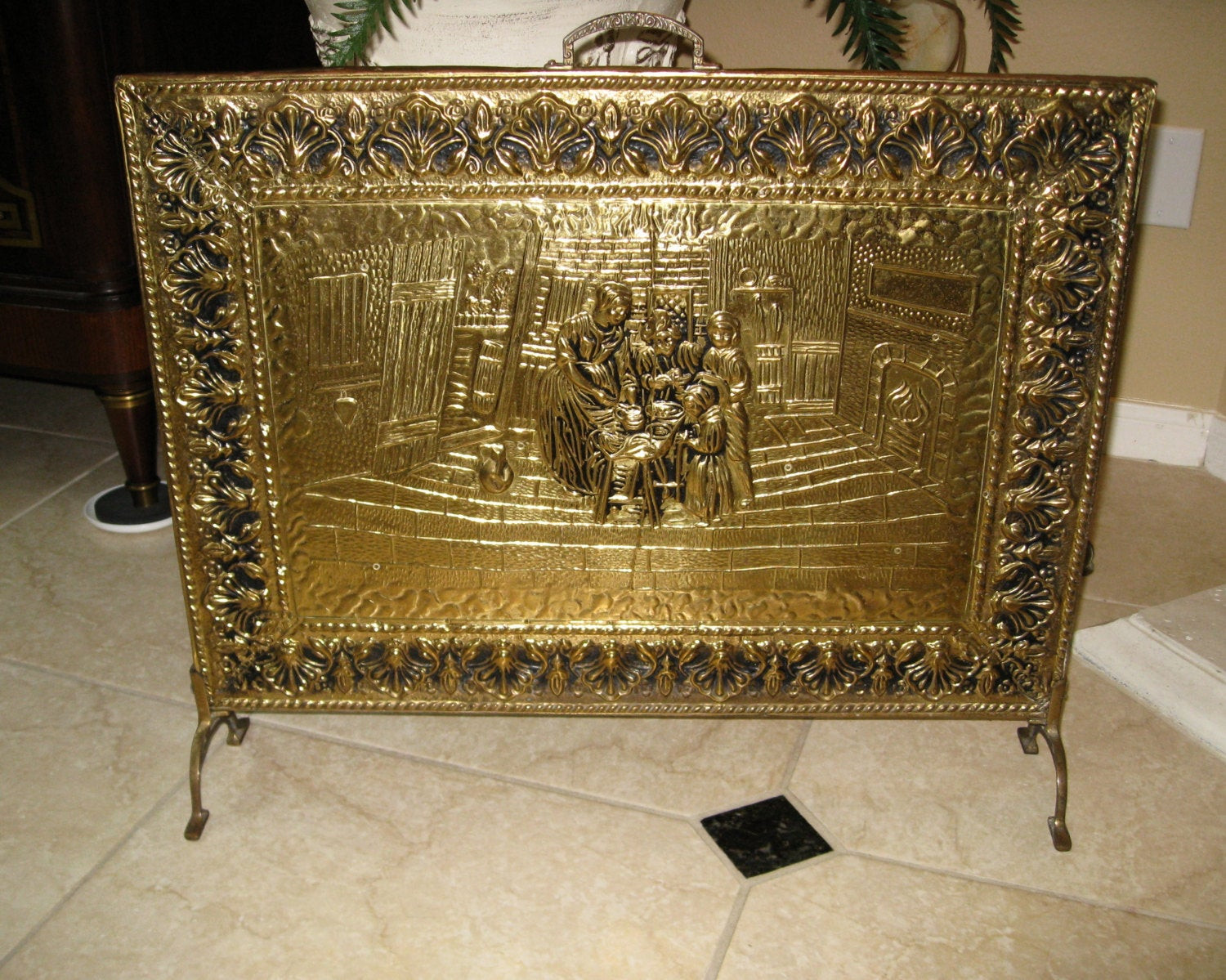 Best ideas about Brass Fireplace Screen
. Save or Pin Antique European Hammered & Embossed Brass Fireplace Screen Now.