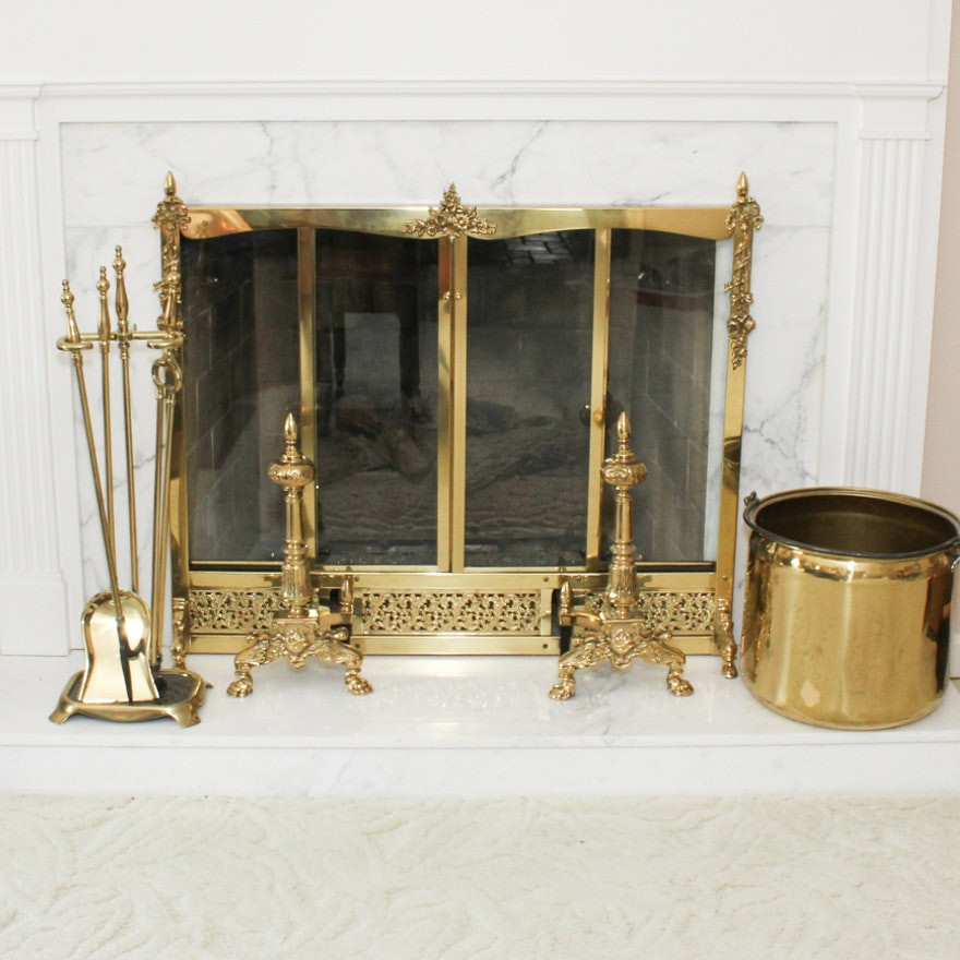Best ideas about Brass Fireplace Screen
. Save or Pin Solid Brass Fireplace Screen With Andirons And Various Now.