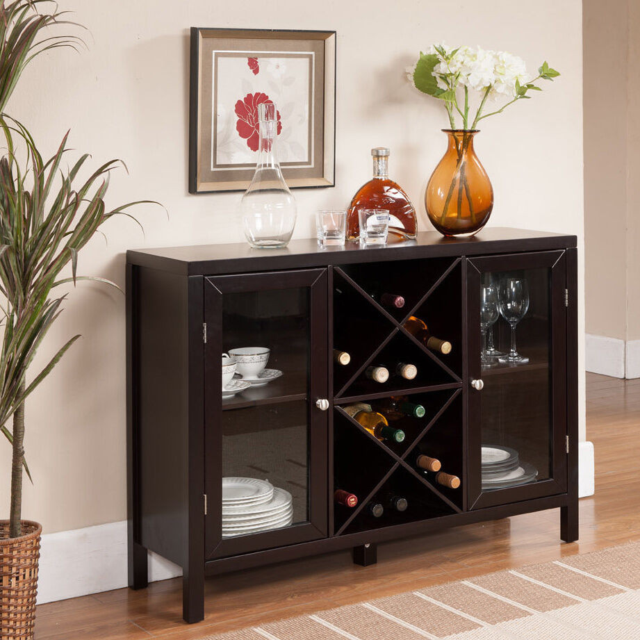 Best ideas about Buffet Table With Wine Rack
. Save or Pin Kings Brand Espresso Finish Wood Wine Rack Console Now.