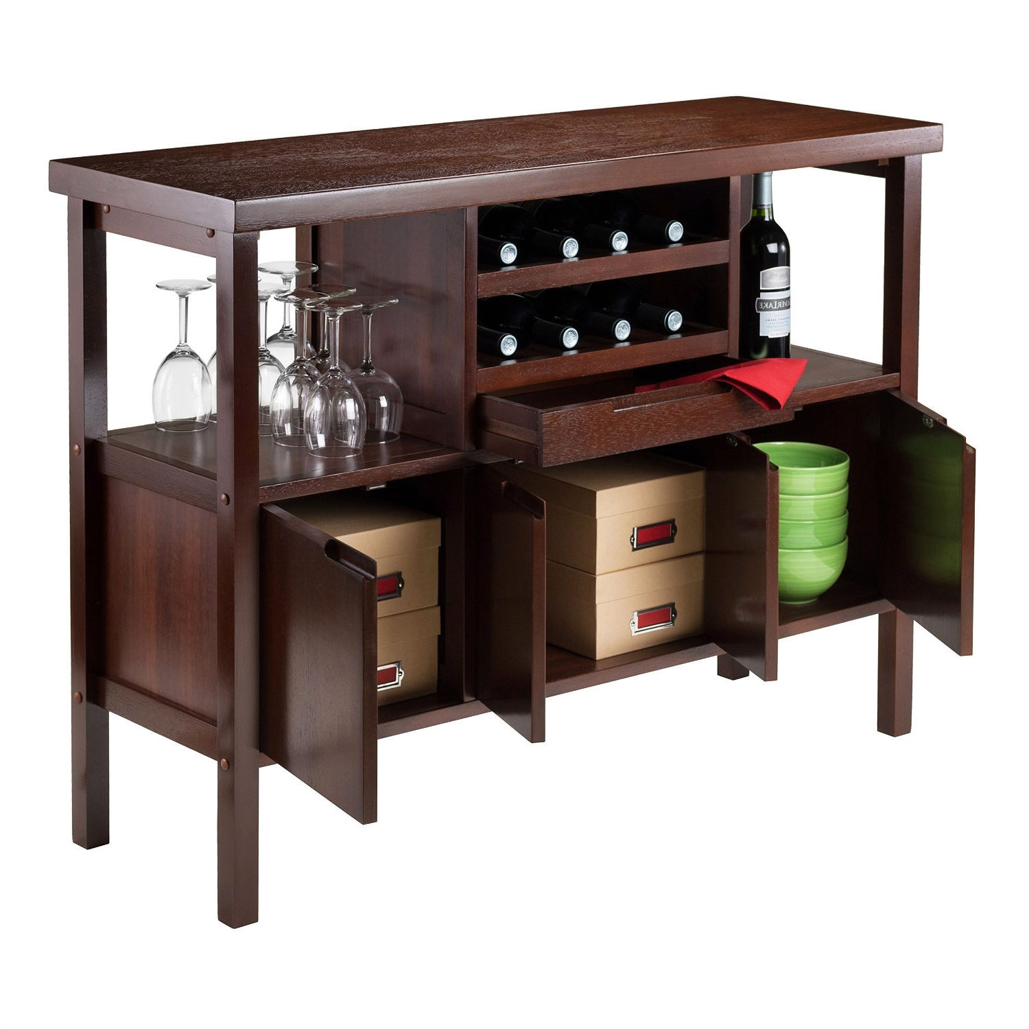 Best ideas about Buffet Table With Wine Rack
. Save or Pin Sideboard Buffet Table Wine Rack in Brown Wood Finish Now.