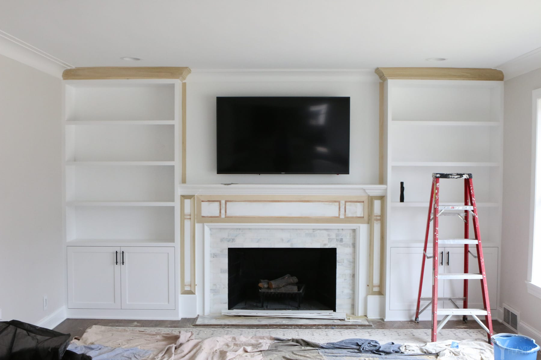 Best ideas about Built Ins Around Fireplace
. Save or Pin White Built Ins Around the Fireplace Before and After Now.