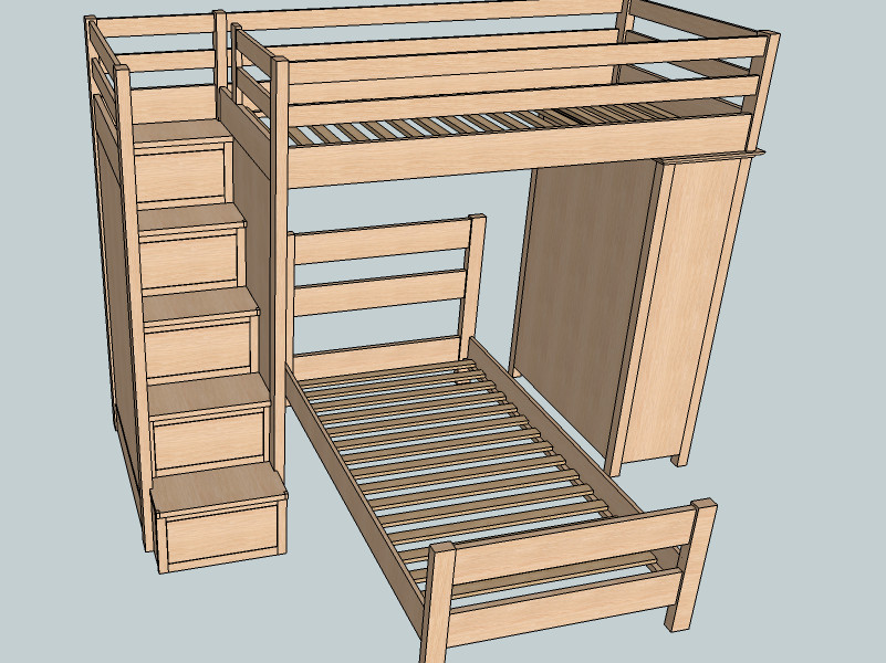 Best ideas about Bunk Bed Plans With Stairs
. Save or Pin Twin Over Twin Bunk Beds 1 Background Sketchup Model Now.