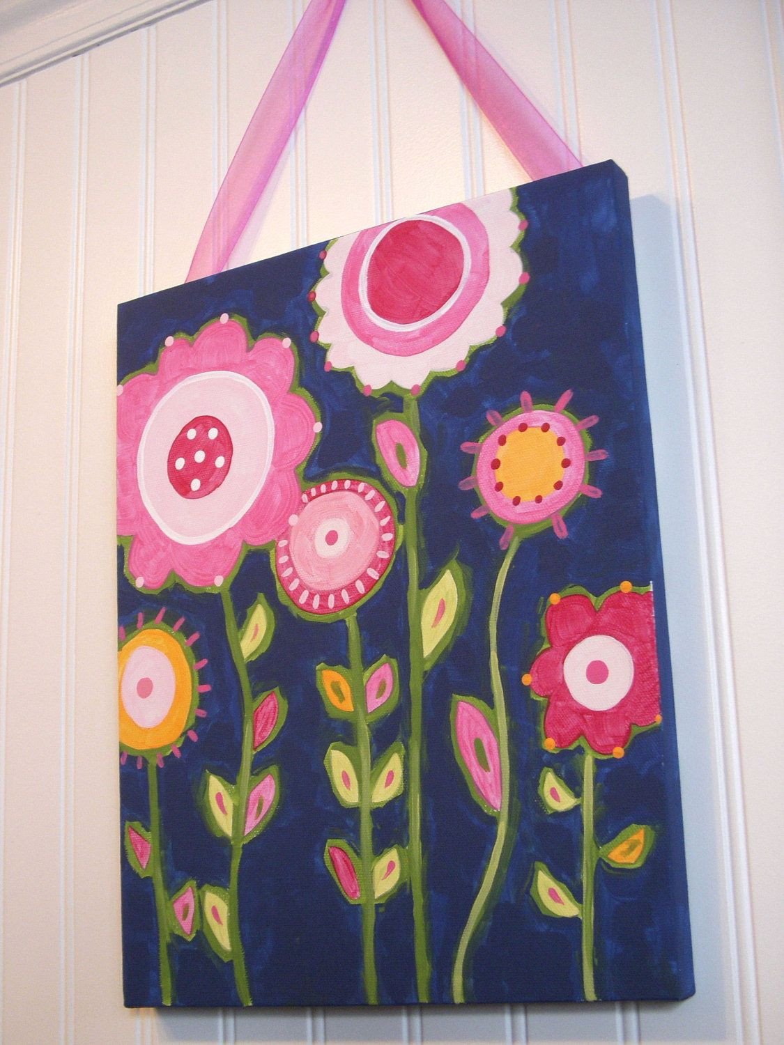 Best ideas about Canvas Paintings Ideas For Kids
. Save or Pin Flower garden canvas painting 11 x 14 Original handmade Now.