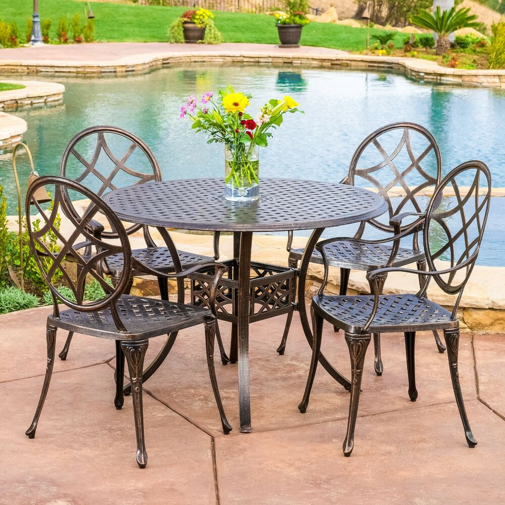 Best ideas about Cast Aluminum Patio Furniture
. Save or Pin Outdoor Patio Furniture 5pcs Copper Cast Aluminum Dining Now.