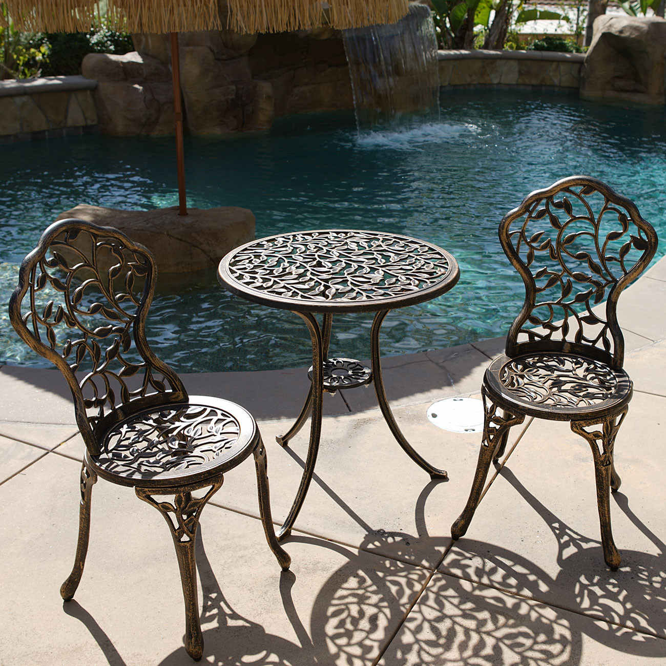 Best ideas about Cast Aluminum Patio Furniture
. Save or Pin 3PC Bistro Set in Antique Outdoor Patio Furniture Leaf Now.