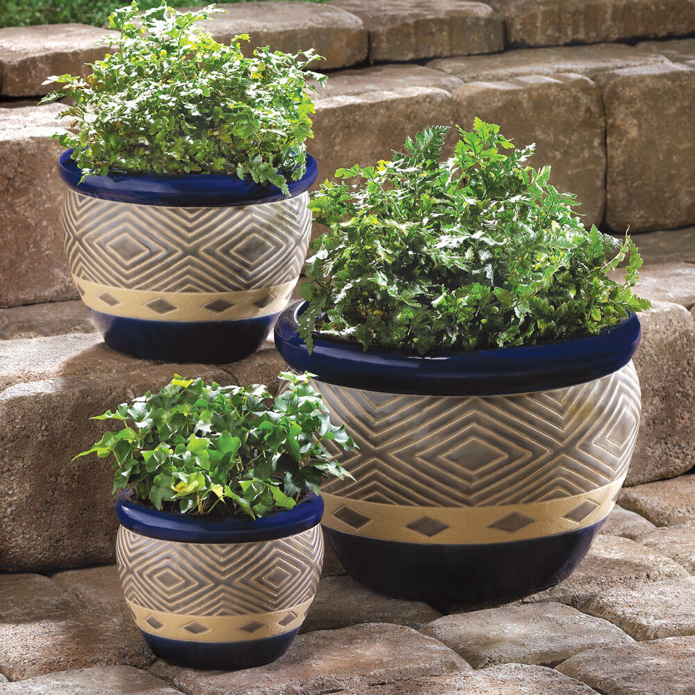 Best ideas about Ceramic Outdoor Planters
. Save or Pin Cobalt Planters 3Pc Ceramic Garden Plant Flower Pot Set Now.