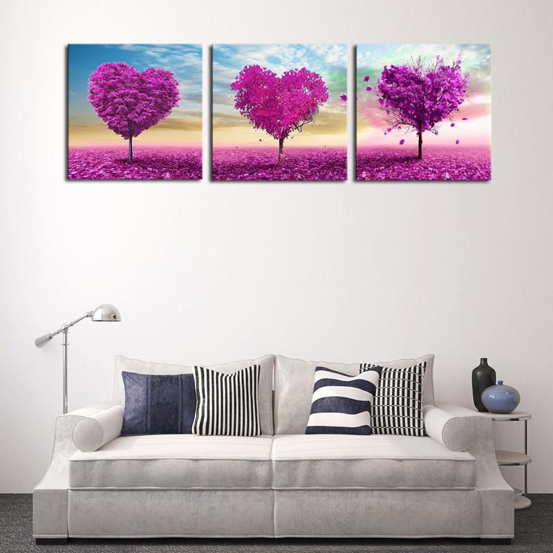 Best ideas about Cheap Canvas Wall Art
. Save or Pin Unframed 3 Sets Canvas Painting Purple Loving Heart Trees Now.