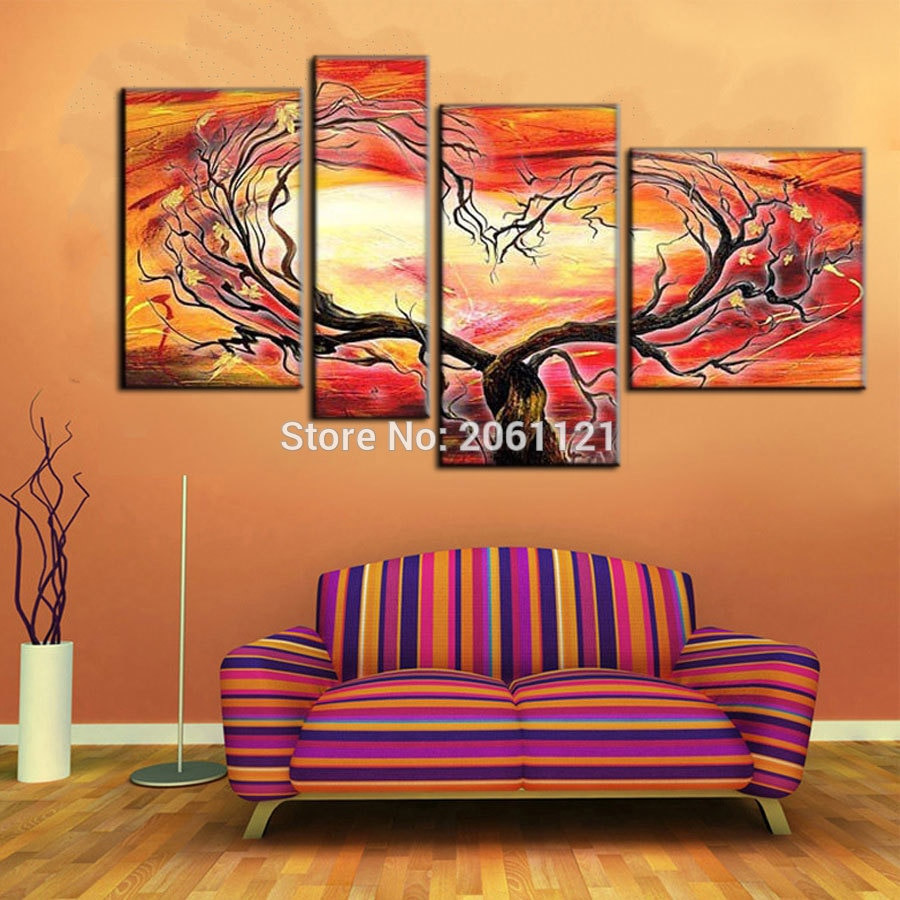 Best ideas about Cheap Canvas Wall Art
. Save or Pin Handpainted 4 Piece cheap Canvas Wall Art red design tree Now.