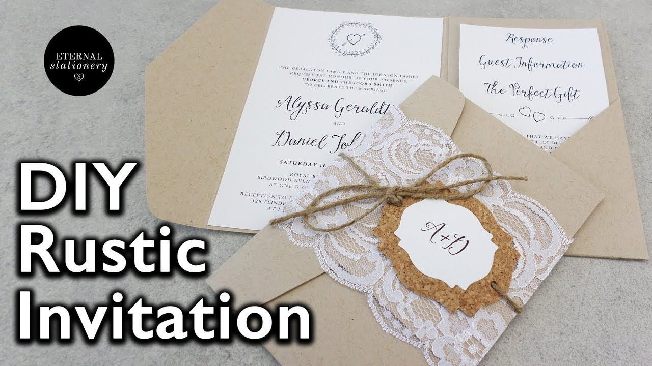 Best ideas about Cheap DIY Wedding Invitations
. Save or Pin How to make rustic lace pocket wedding invitations with Now.