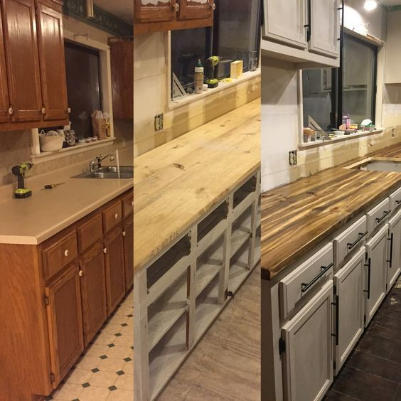 Best ideas about Cheap Kitchen Countertops DIY
. Save or Pin before & after countertops DIY Cheap This is 2 x 4 wood Now.