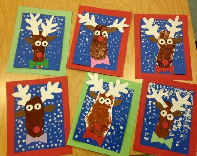Best ideas about Christmas Art Ideas For Teachers
. Save or Pin Kindergarten Reindeer trace foot for the head sponge Now.