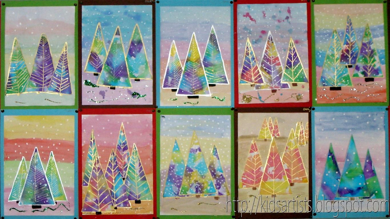 Best ideas about Christmas Art Ideas For Teachers
. Save or Pin Kids Artists Christmas water color cut into trees and Now.
