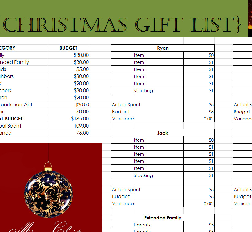 Best ideas about Christmas Gift List Templates
. Save or Pin prehensive Christmas Gift List My Excel Templates Now.