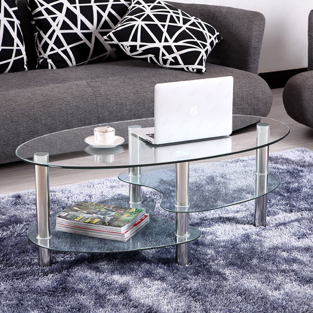 Best ideas about Clear Coffee Table
. Save or Pin Clear Glass Coffee Table Oval Side Chrome Base w Shelves Now.