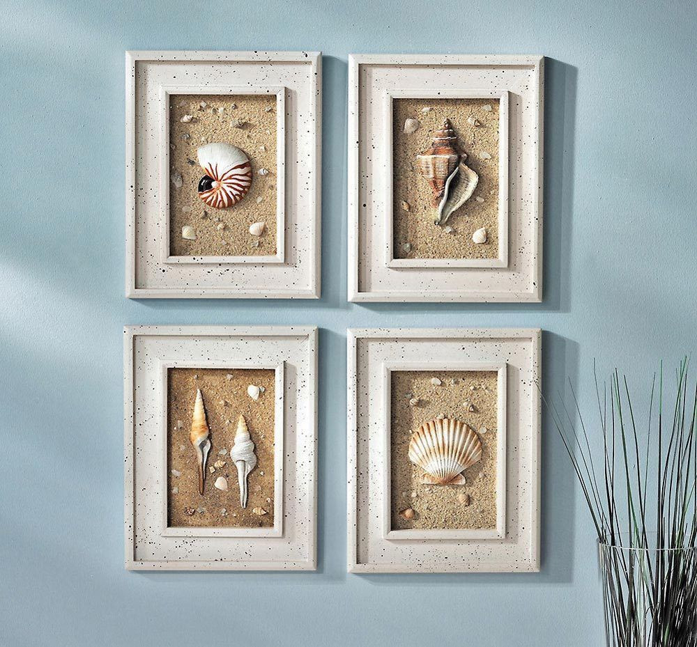 Best ideas about Coastal Wall Art
. Save or Pin 4Pc Framed Seashells Coastal Beach Wall Art Seaside Now.