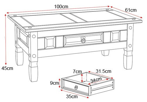 Best ideas about Coffee Table Dimensions
. Save or Pin Corona 1 Drawer Coffee Table – Noct fs Now.