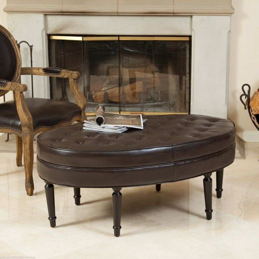 Best ideas about Coffee Table Ottoman
. Save or Pin Elegant Oval Brown Leather Ottoman Coffee Table w Tufted Now.