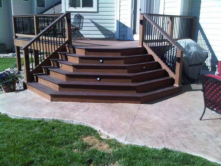 Best ideas about Composite Deck Stairs
. Save or Pin Splayed TREX posite deck stairs onto Stamped concrete Now.