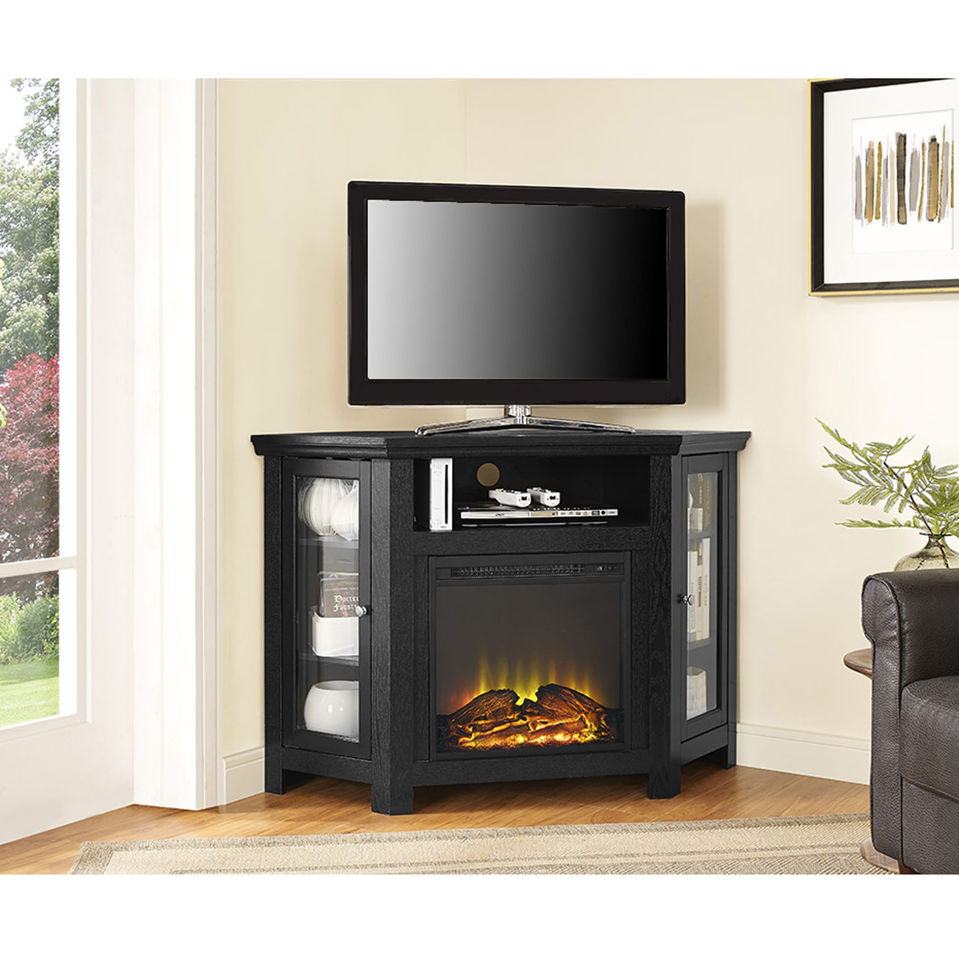 Best ideas about Corner Tv Stands With Fireplace
. Save or Pin Jackson 48 Inch Corner Fireplace TV Stand Black by Now.