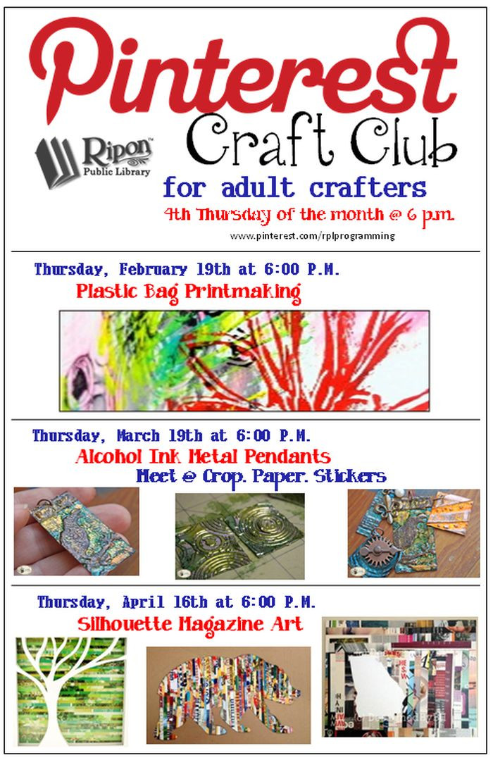 Best ideas about Craft Clubs For Adults
. Save or Pin Pinterest Craft Club for Adult Crafters Thurs April Now.