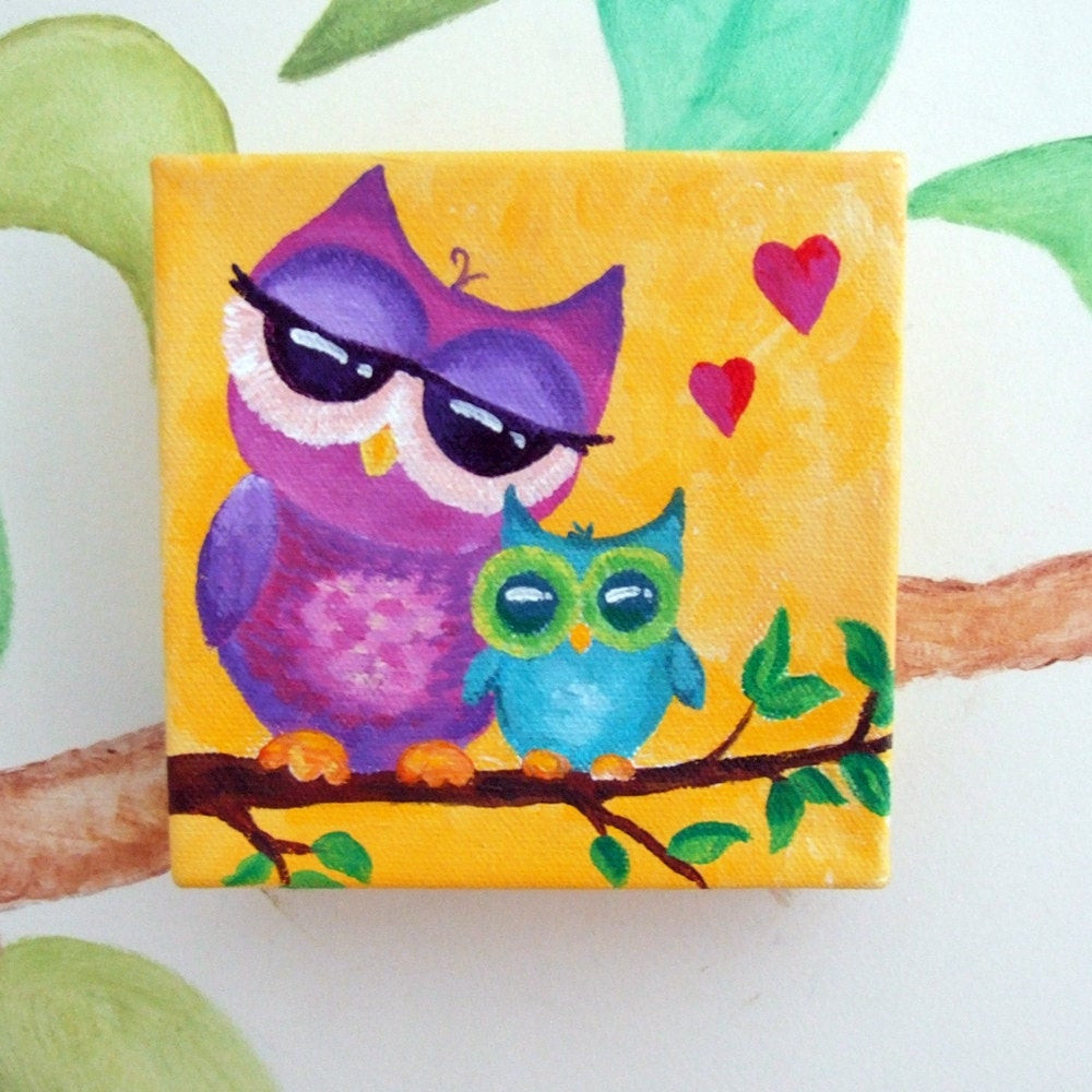 Best ideas about Cute Painting Ideas
. Save or Pin Owl Nursery Art MAMA LOVE OWLS 5x5 Canvas Painting Small Now.