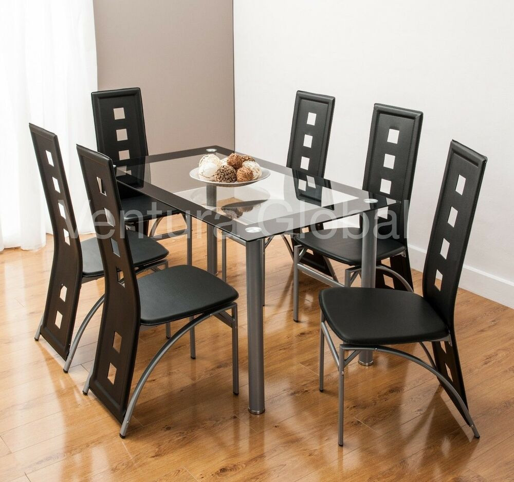 Best ideas about Dining Room Table And Chairs
. Save or Pin Glass Dining Room Table Set and 4 or 6 Faux Leather Chairs Now.