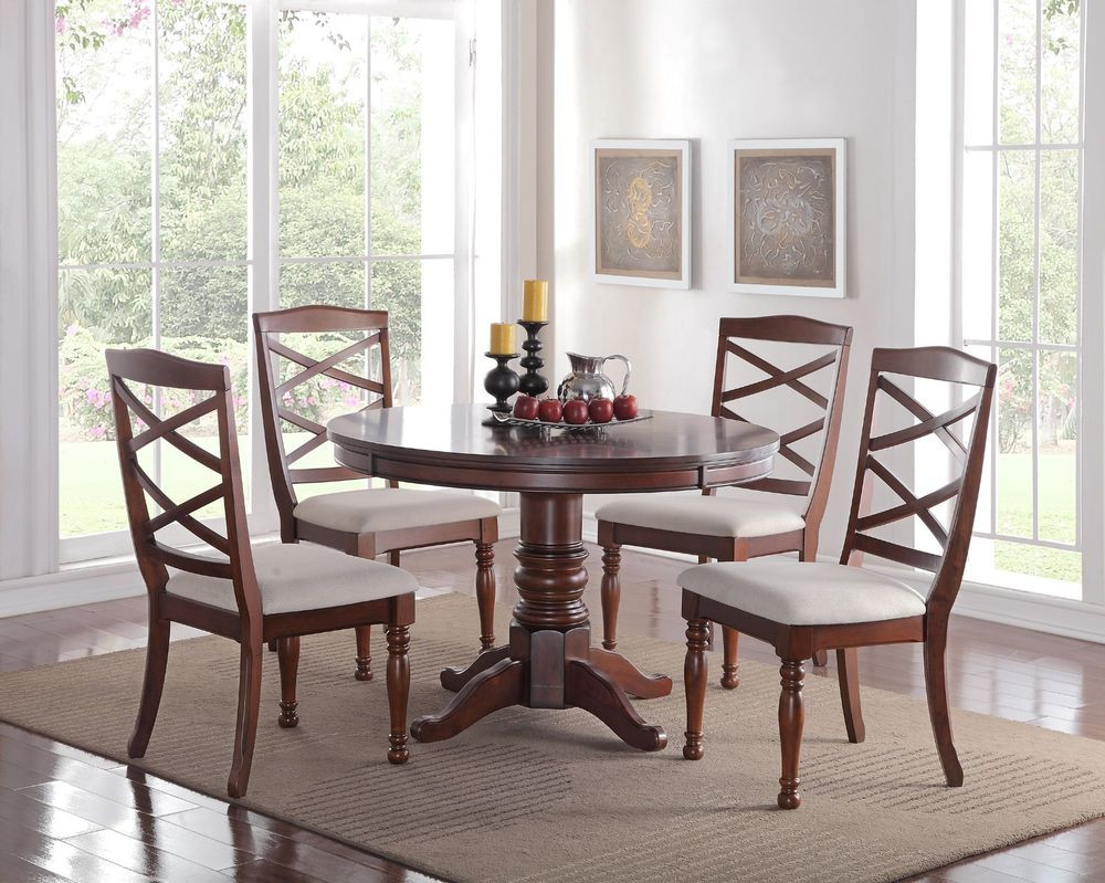 Best ideas about Dining Room Tables
. Save or Pin EDEN 5PC ROUND PEDESTAL CHERRY FINISH WOOD KITCHEN DINING Now.