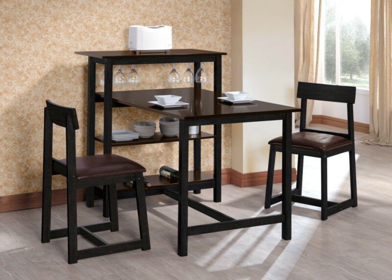 Best ideas about Dining Table With Wine Rack
. Save or Pin Espresso Classic Black Dining Room Kitchen Table & 2 Now.