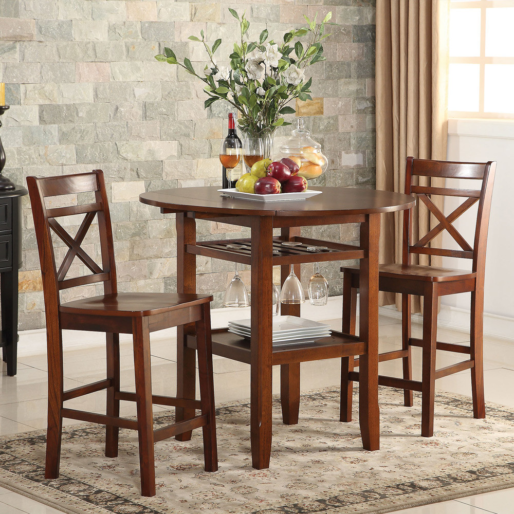 Best ideas about Dining Table With Wine Rack
. Save or Pin Tartys 3pcs Counter Ht Dining Set Drop Side Leaves Table Now.