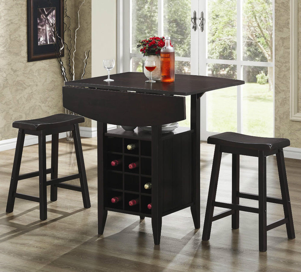 Best ideas about Dining Table With Wine Rack
. Save or Pin 3 PC DROP LEAF DINING TABLE W WINE RACK BAR STOOLS Dining Now.