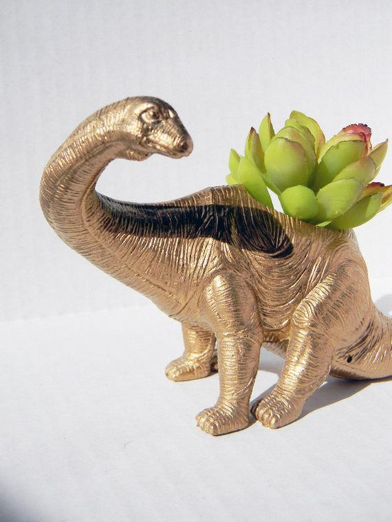 Best ideas about Dinosaur Succulent Planter
. Save or Pin Dinosaur Planter True Gold Great For Succulent by crazycouture Now.