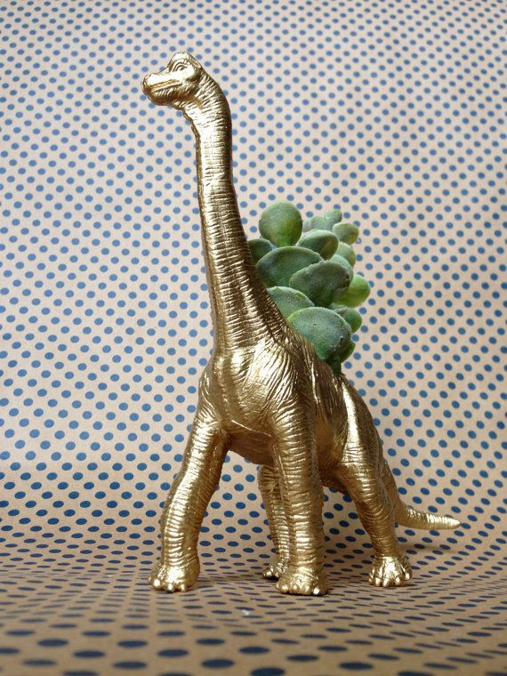 Best ideas about Dinosaur Succulent Planter
. Save or Pin Gold Dinosaur Planter Brachiosaurus Planter Succulent Now.