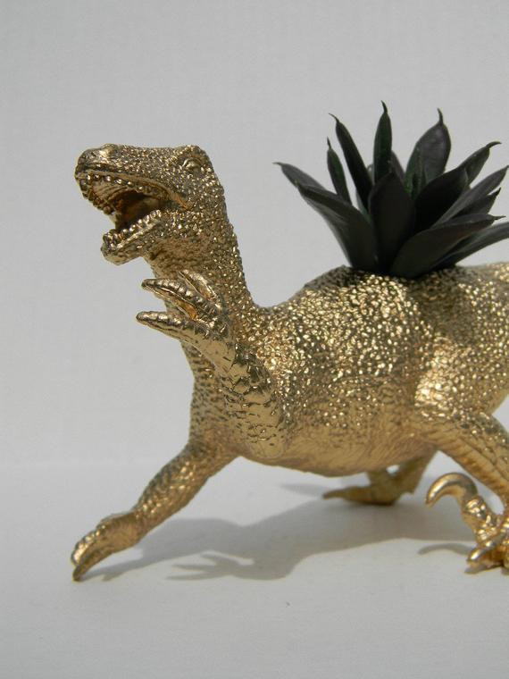 Best ideas about Dinosaur Succulent Planter
. Save or Pin Gold Dinosaur Planter for Succulent Plants Fun by crazycouture Now.