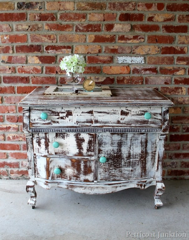 Best ideas about Distressed Furniture DIY
. Save or Pin Turquoise Knobs And A Distressed Shabby White Dresser Now.