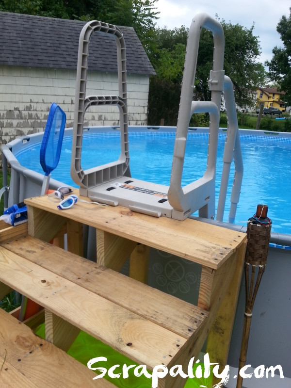 Best ideas about DIY Above Ground Pool Steps
. Save or Pin Pool Steps Made from Pallets with Noodle Storage Scrapality Now.