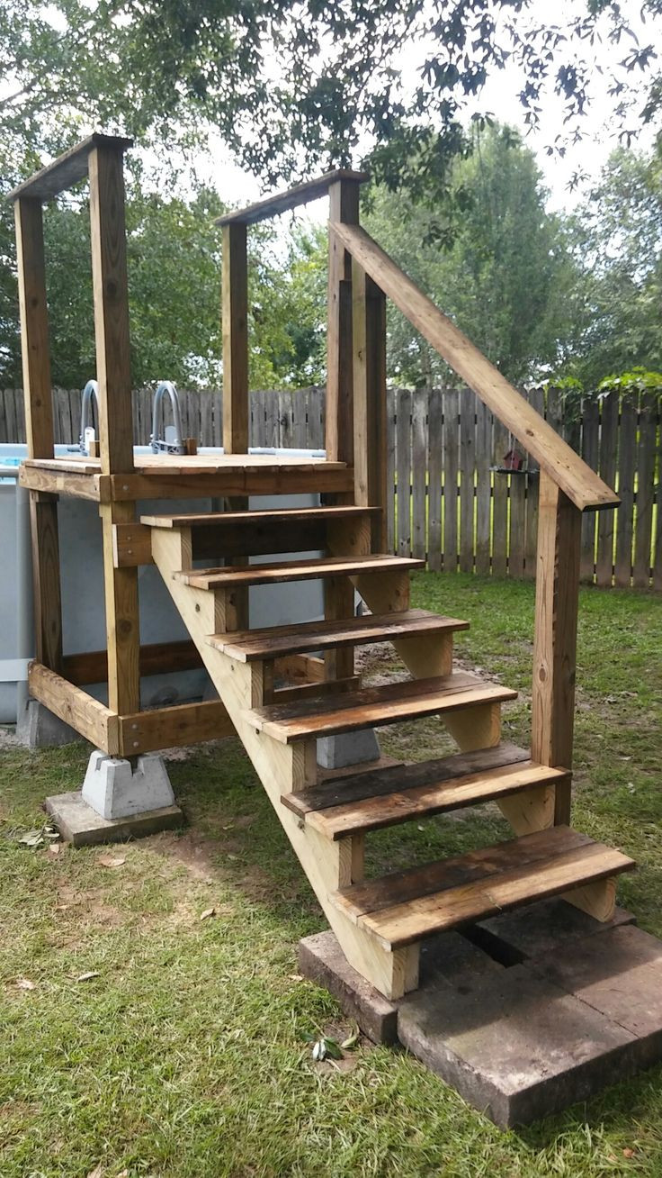 Best ideas about DIY Above Ground Pool Steps
. Save or Pin Pool access platform w repurposed pool ladder going into Now.