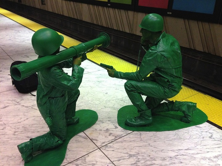 Best ideas about DIY Army Man Costume
. Save or Pin Halloween Couple in Homemade Green Army Men Costumes Now.