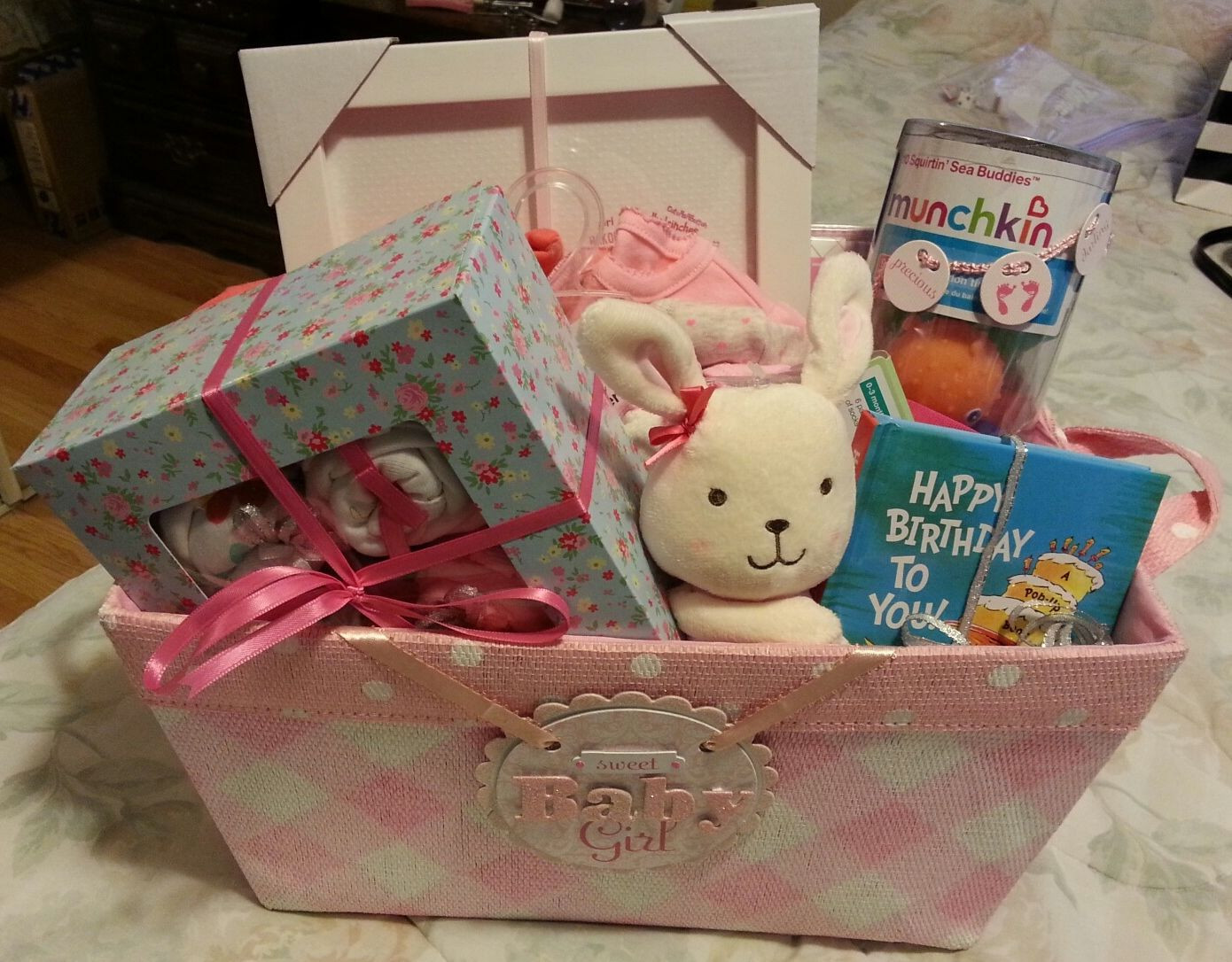 Best ideas about DIY Baby Gift Baskets
. Save or Pin DIY baby girl t basket Pop up book stuffed animal Now.