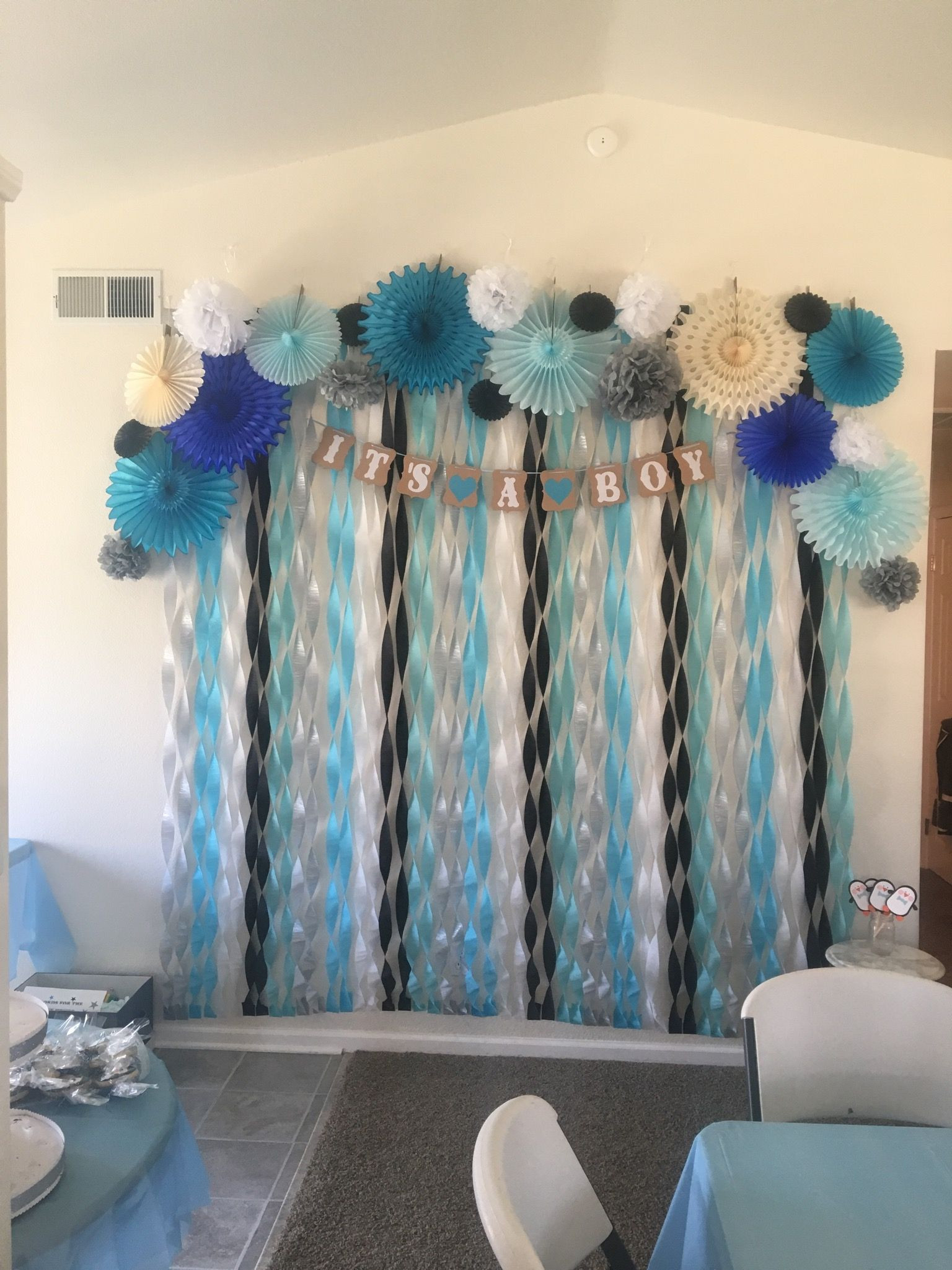 Best ideas about DIY Baby Shower Decorations For A Boy
. Save or Pin Penguin Themed Baby Shower backdrop Now.