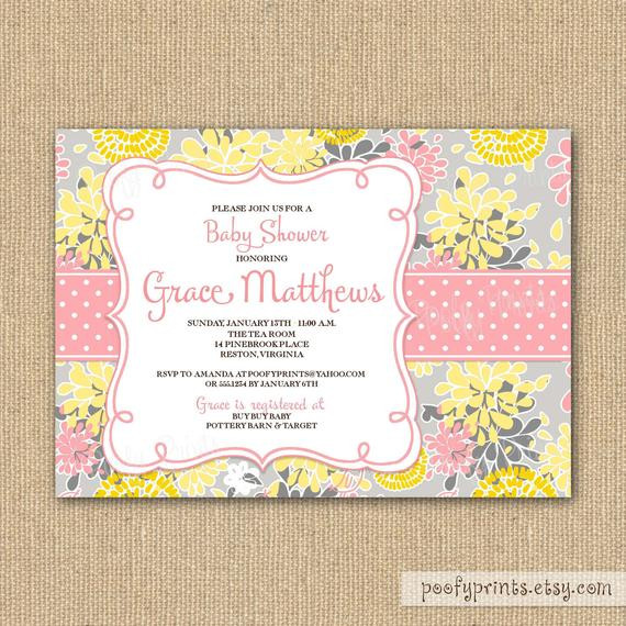 Best ideas about DIY Baby Shower Invitations For Girl
. Save or Pin Baby Girl Shower Invitation Yellow and Gray DIY by PoofyPrints Now.