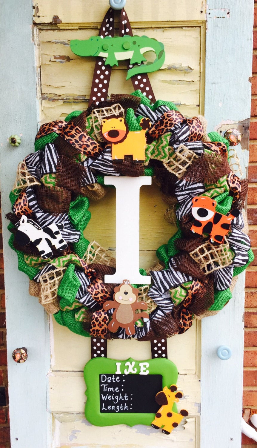 Best ideas about DIY Baby Wreath Hospital Door
. Save or Pin Safari Baby Hospital Door Wreath by East2Nest on Etsy Now.