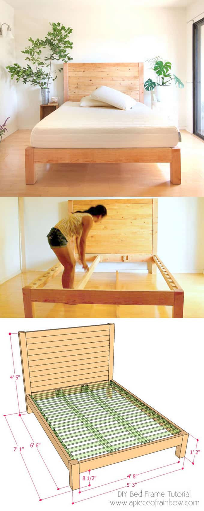 Best ideas about DIY Bed Frame Plans
. Save or Pin DIY Bed Frame and Wood Headboard A Piece Rainbow Now.
