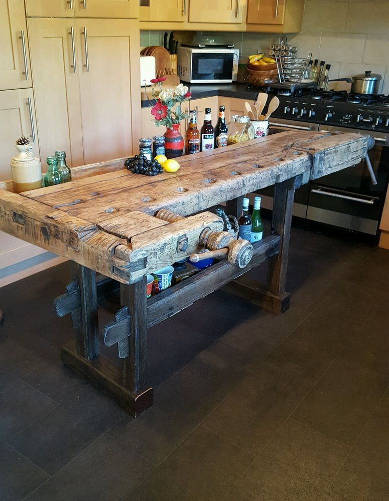 Best ideas about DIY Butcher Block Workbench
. Save or Pin SOLID OAK Antique carpenters workbench kitchen island Now.