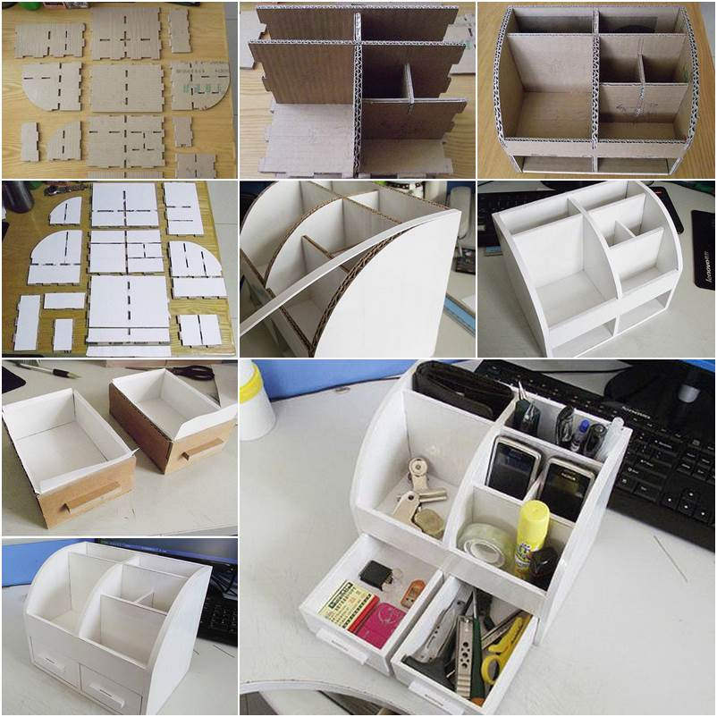 Best ideas about DIY Cardboard Organizer
. Save or Pin DIY Cardboard Desktop Organizer with Drawers Now.