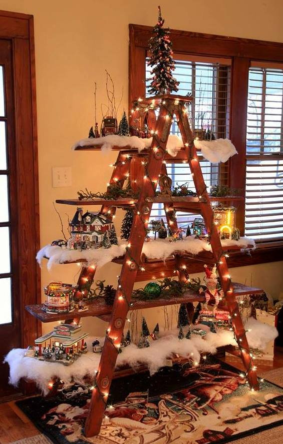 Best ideas about DIY Christmas Village Display
. Save or Pin Christmas Tree Decorating Idea Ladder Display Shelf Now.