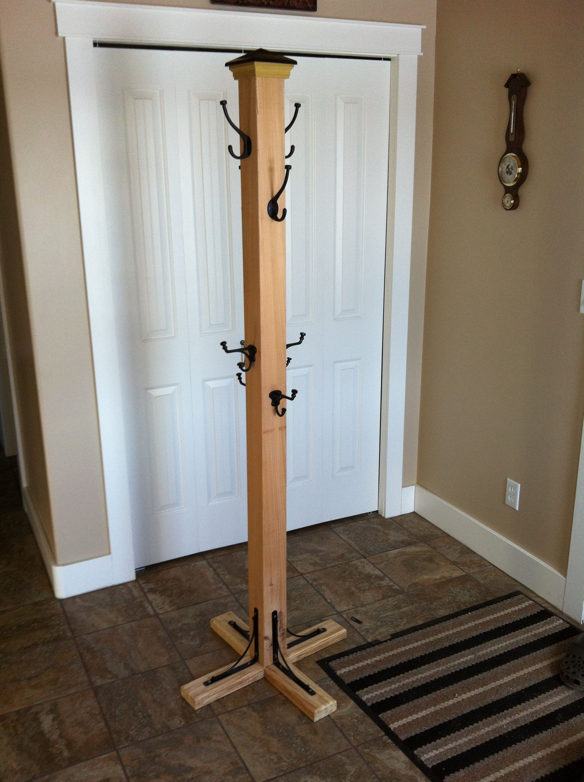 Best ideas about DIY Coat Stand
. Save or Pin Coat tree 1 4x4 post 8 hooks one fence topper 4 Now.