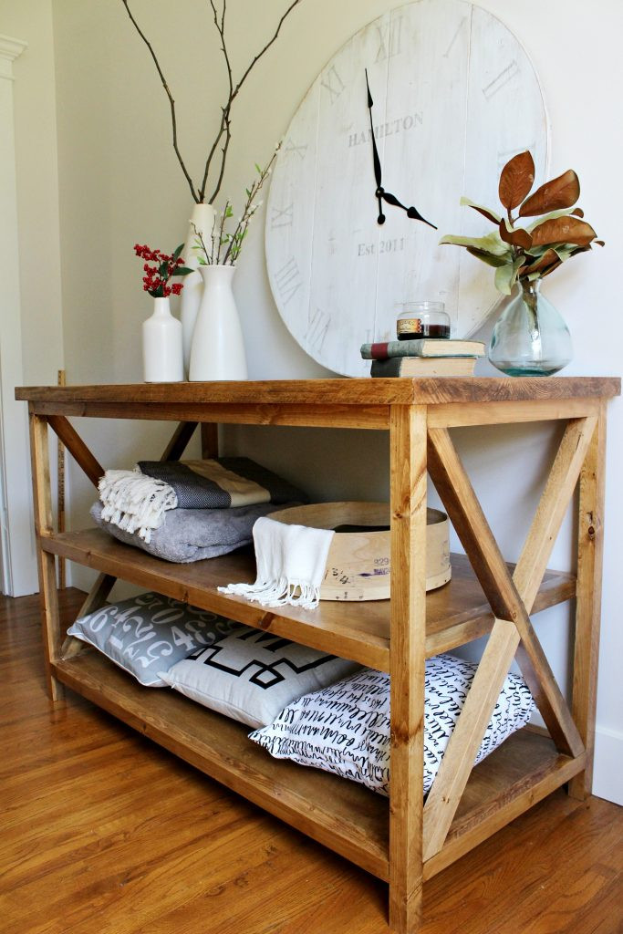 Best ideas about DIY Console Table With Shelf
. Save or Pin DIY X Base Console Table with Middle Shelf Now.