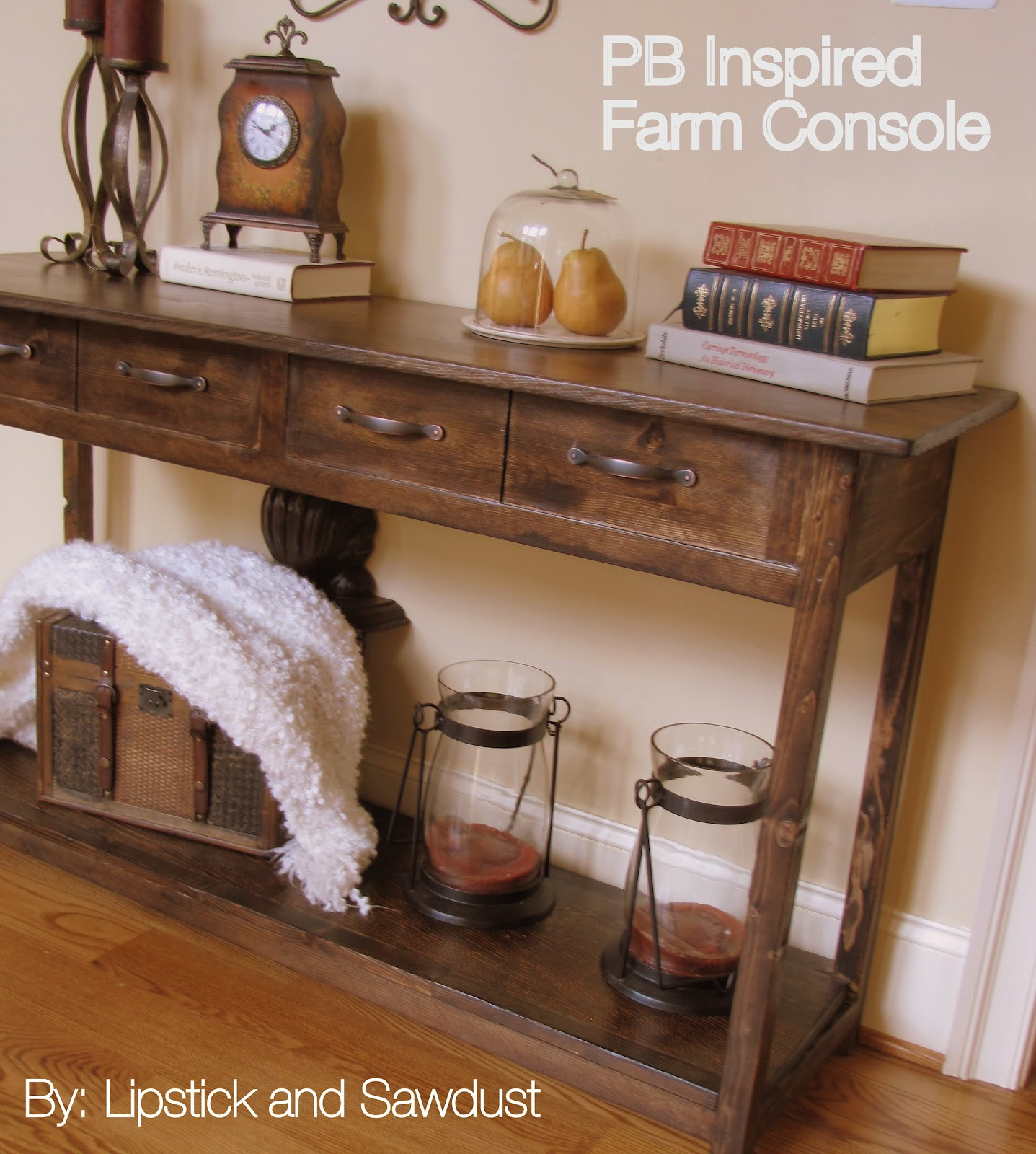 Best ideas about DIY Console Tables
. Save or Pin Lipstick and Sawdust PB Inspired Console Table Now.