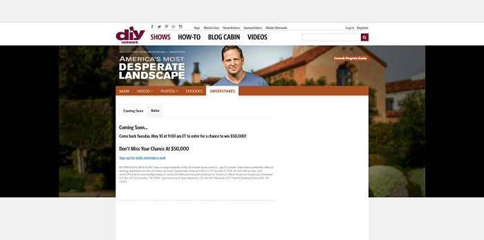 Best ideas about DIY Desperate Landscapes Sweepstakes
. Save or Pin DIYNetwork AMDLGiveaway Win $50 000 With The America Now.